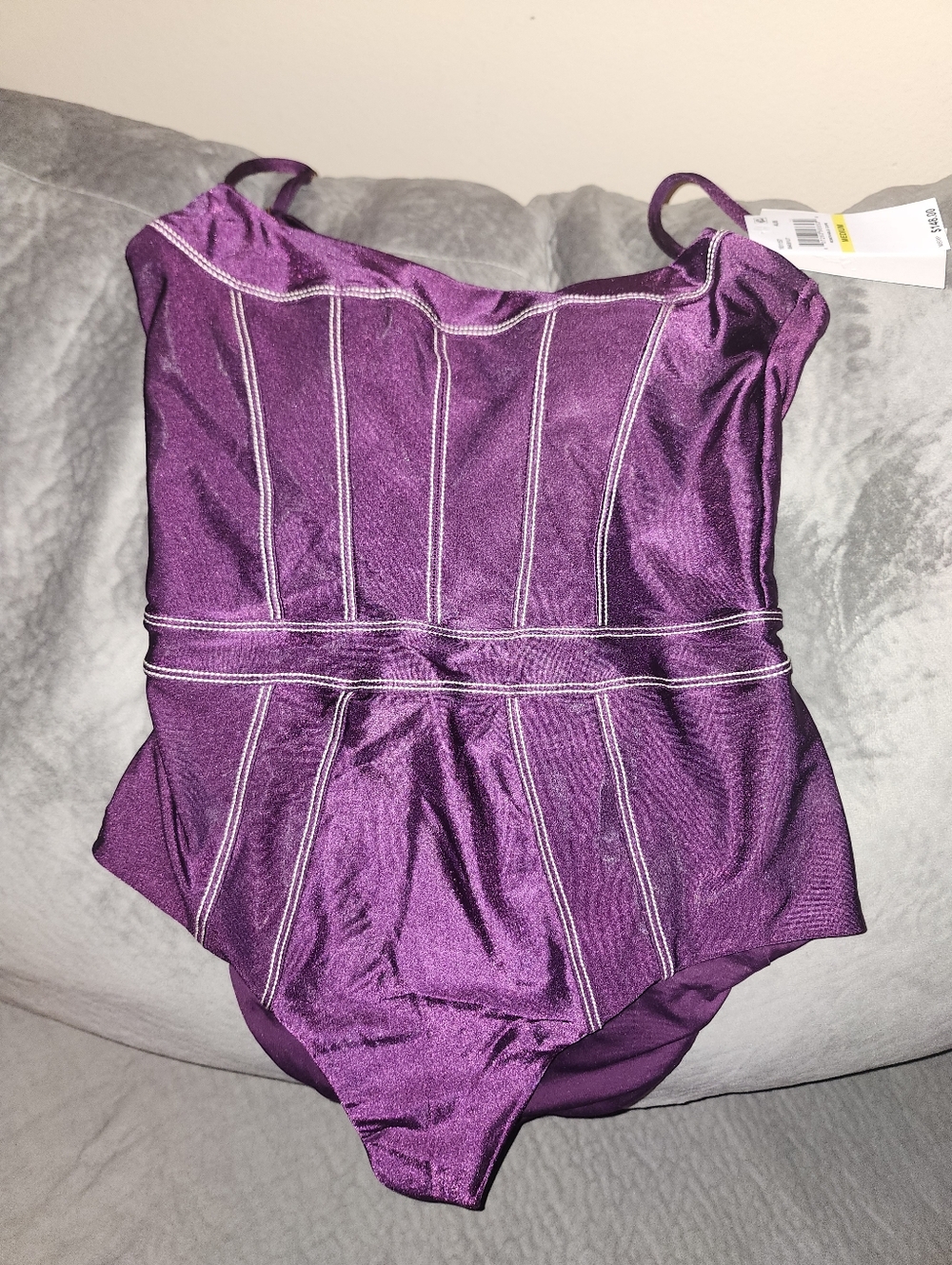 Fox Purple One-Piece Swimsuit with White Stitching
